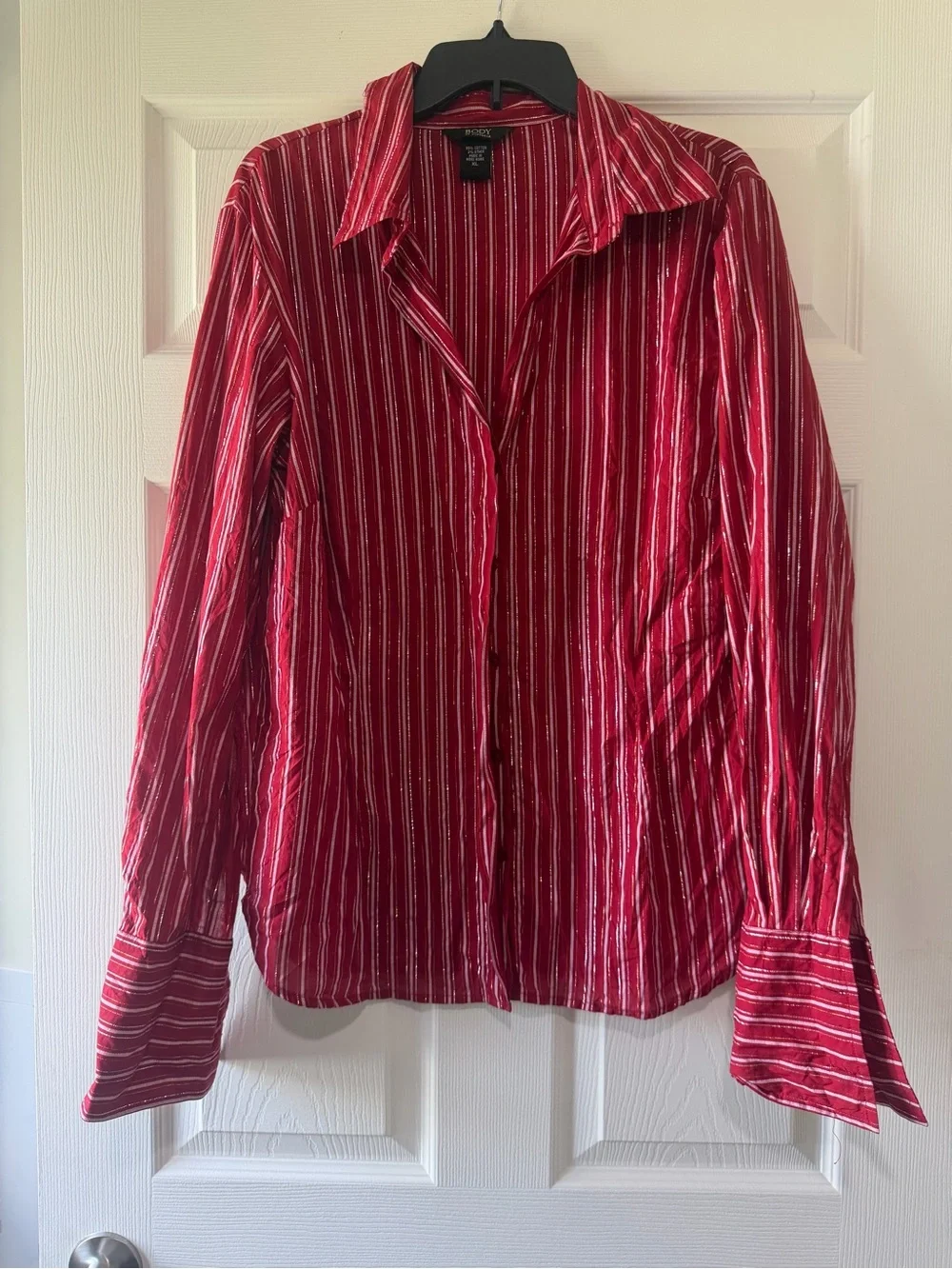 Victoria's Secret Red and White Striped Button-Down Shirt